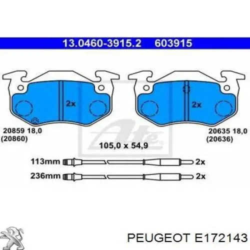 E172143 Peugeot/Citroen pastillas de freno delanteras