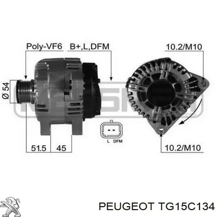 Alternador TG15C134 Peugeot/Citroen