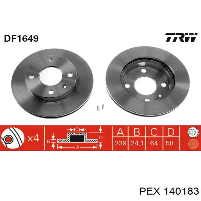 Freno de disco delantero Ford Escort 4 GAF, AWF, ABFT
