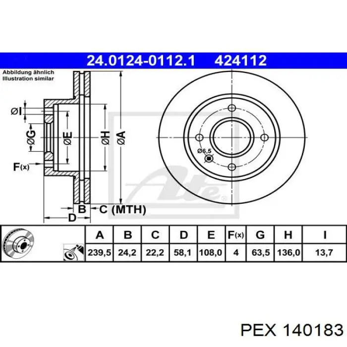 Freno de disco delantero Ford Escort 4 GAF, AWF, ABFT