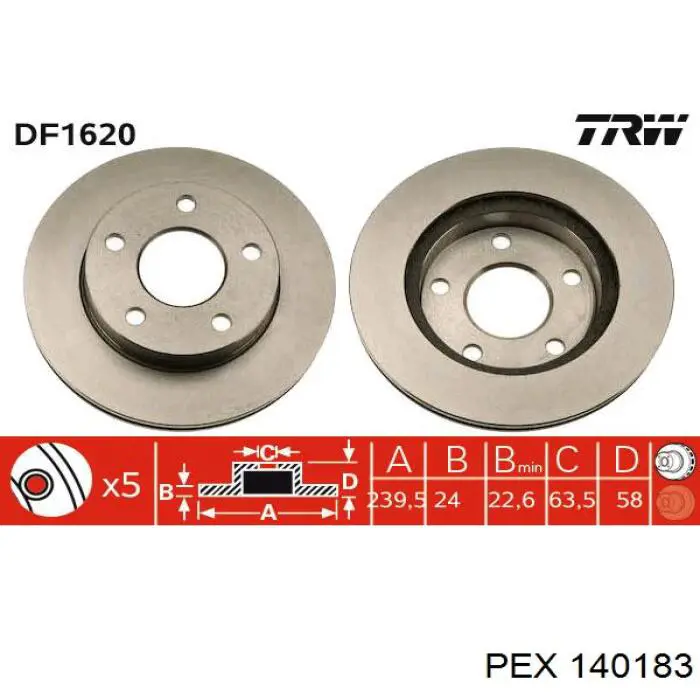 Freno de disco delantero Ford Escort 4 GAF, AWF, ABFT