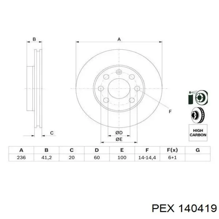 Freno de disco delantero Opel Astra 51, 52, F35, M35