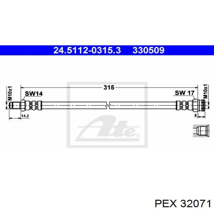 32.071 PEX latiguillo de freno delantero