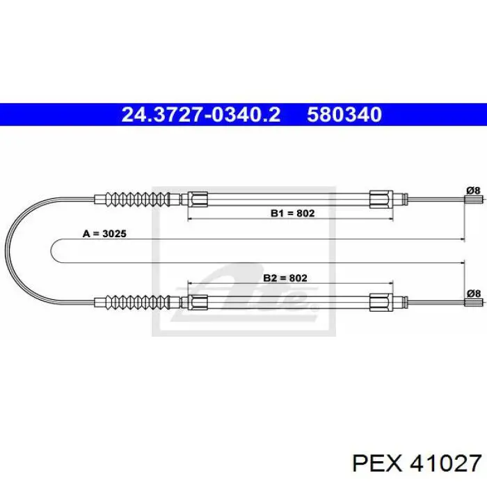 4.1027 PEX cable de freno de mano trasero derecho/izquierdo