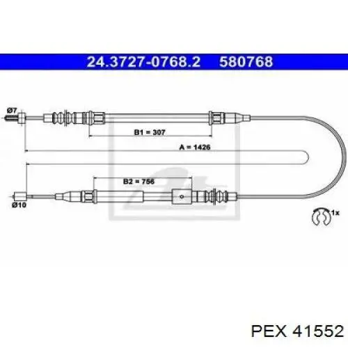 4.1552 PEX cable de freno de mano trasero izquierdo