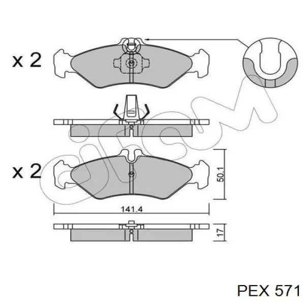 571 PEX kit de montaje, zapatas de freno traseras