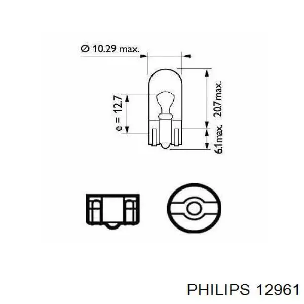 12961 Philips lámpara, luz interior/cabina