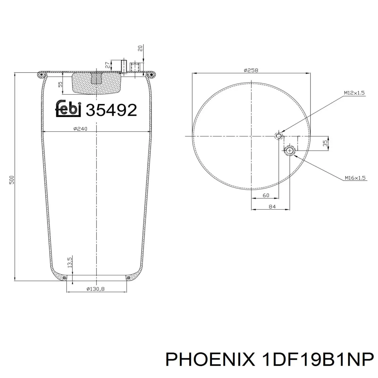 1DF19B1NP Phoenix muelle neumático, suspensión