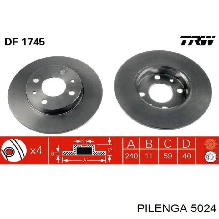 Disco de freno trasero Alfa Romeo 146 930