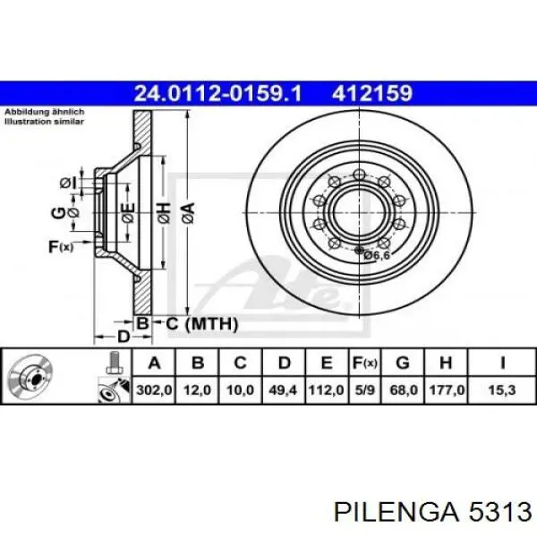 Disco de freno trasero 42510SHJA00 Honda