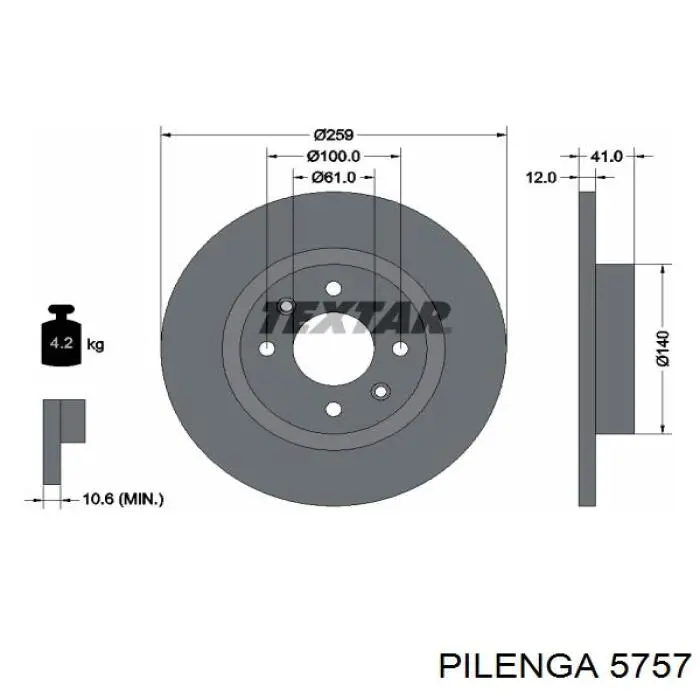 5757 Pilenga freno de disco delantero