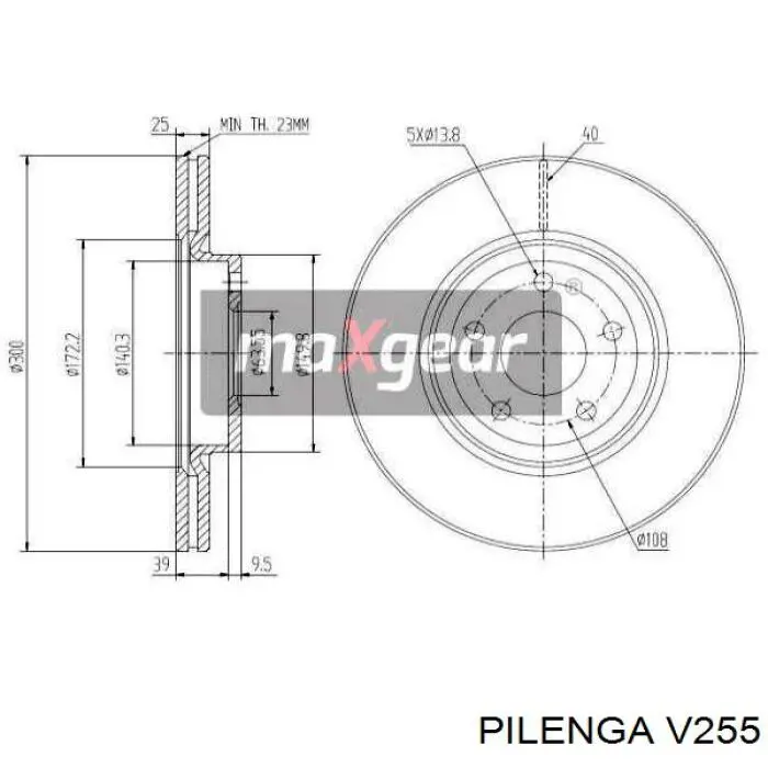 Freno de disco delantero Volvo V40 525, 526