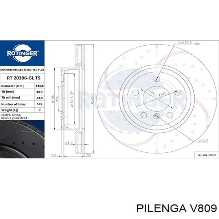 V809 Pilenga freno de disco delantero