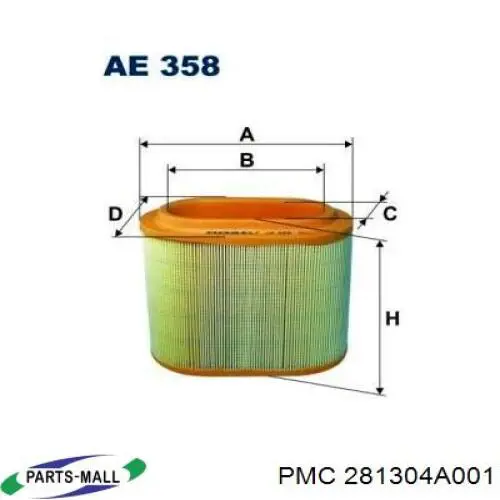 281304A001 Parts-Mall filtro de aire