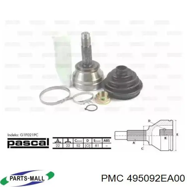 495092EA00 Parts-Mall fuelle, árbol de transmisión delantero exterior