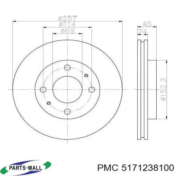 5171238100 Parts-Mall freno de disco delantero