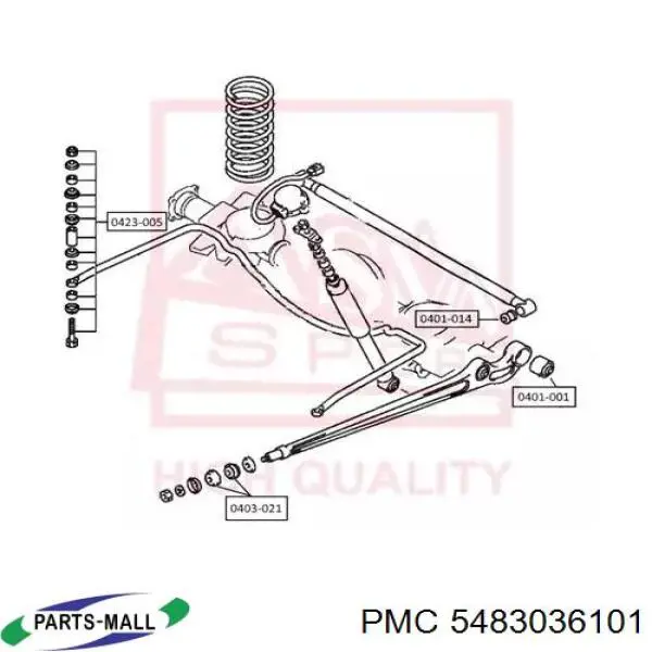 5483036101 Parts-Mall soporte de barra estabilizadora delantera