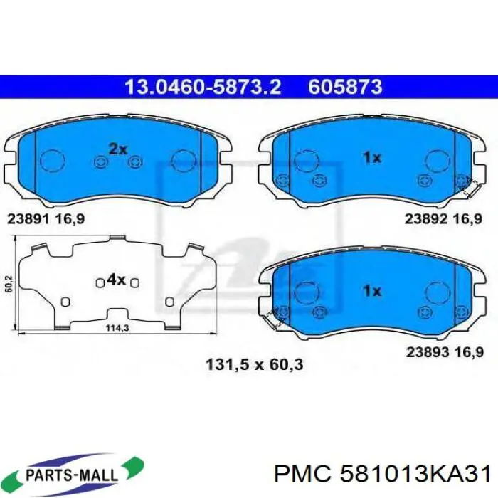 581013KA31 Parts-Mall pastillas de freno delanteras