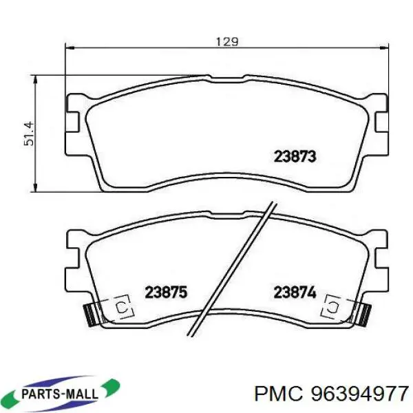 96394977 Parts-Mall zapatas de frenos de tambor traseras