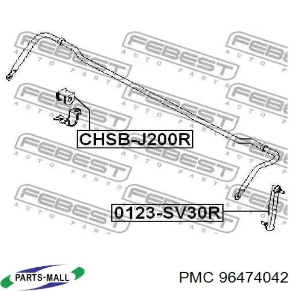 96474042 Parts-Mall casquillo de barra estabilizadora trasera