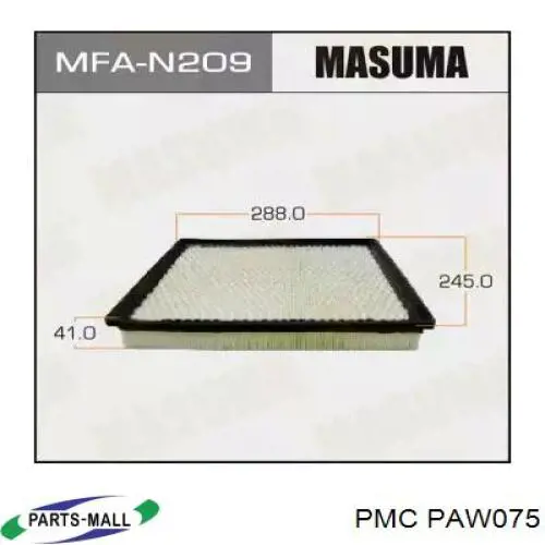PAW075 Parts-Mall Filtro de aire de motor