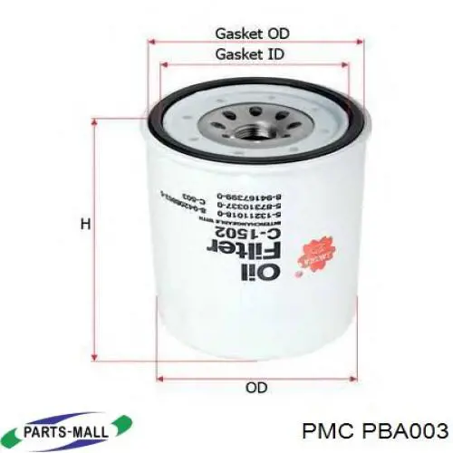 PBA-003 Parts-Mall filtro de aceite