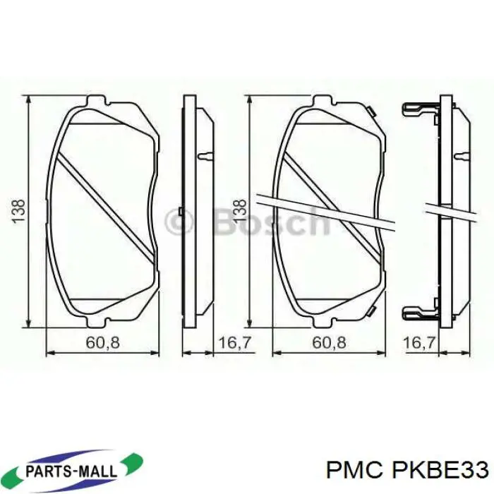 PKBE33 Parts-Mall pastillas de freno delanteras