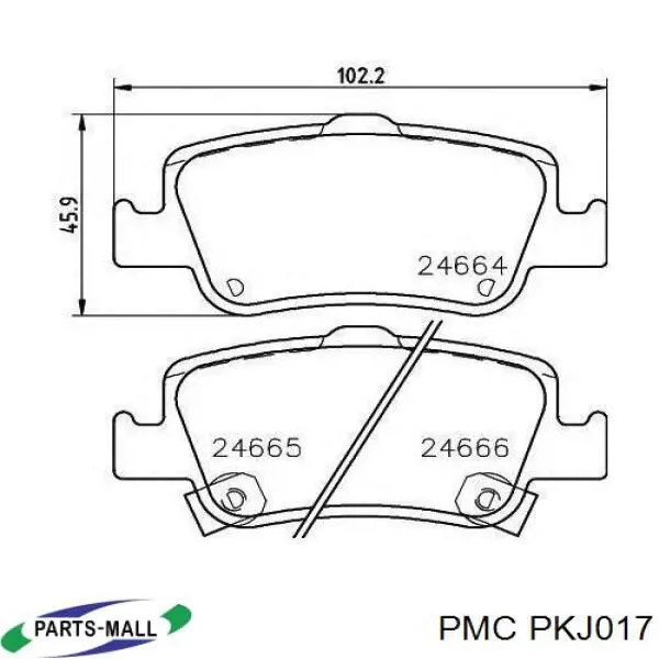 PKJ-017 Parts-Mall pastillas de freno delanteras