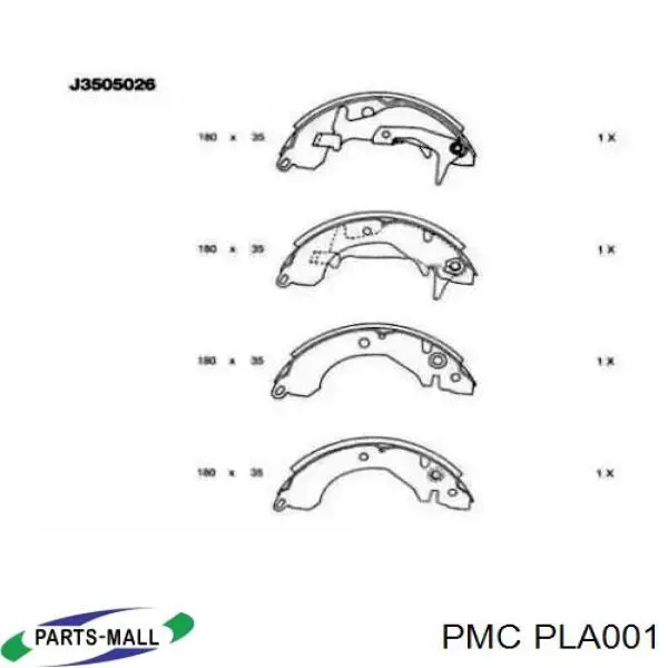 PLA001 Parts-Mall Zapatas de freno de tambor traseras