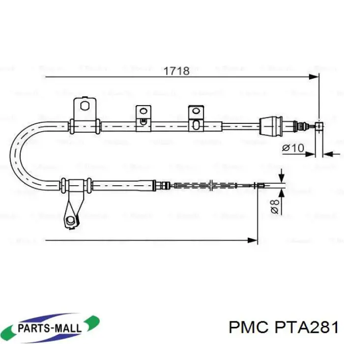 81999 Metalcaucho Cable de freno de mano trasero derecho