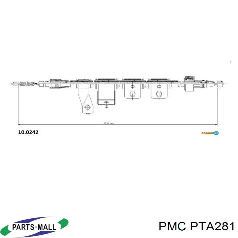 PTA281 Parts-Mall cable de freno de mano trasero derecho