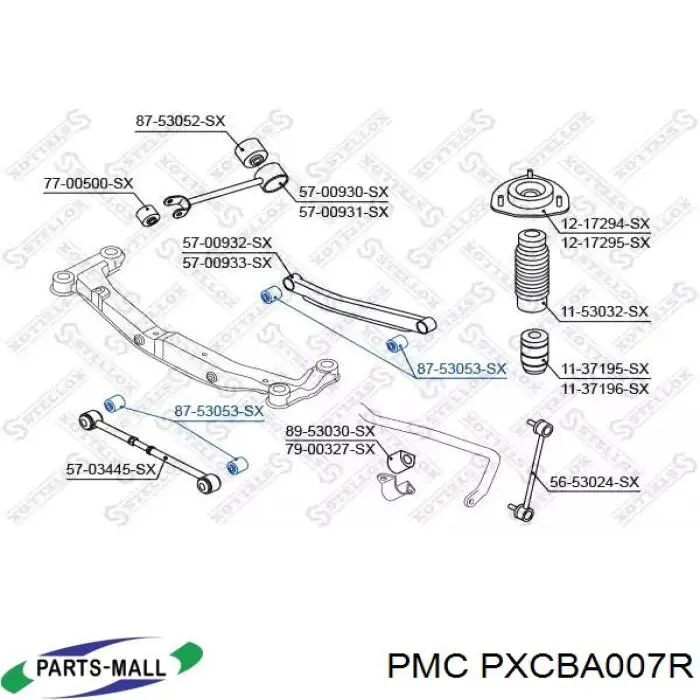 PXCBA007R Parts-Mall suspensión, barra transversal trasera
