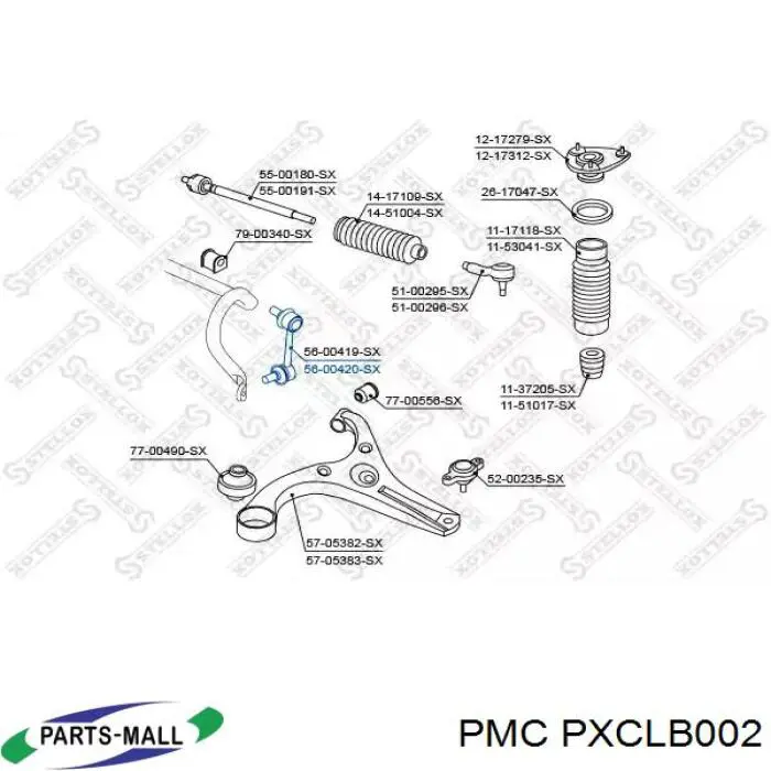 PXCLB002 Parts-Mall barra estabilizadora delantera derecha