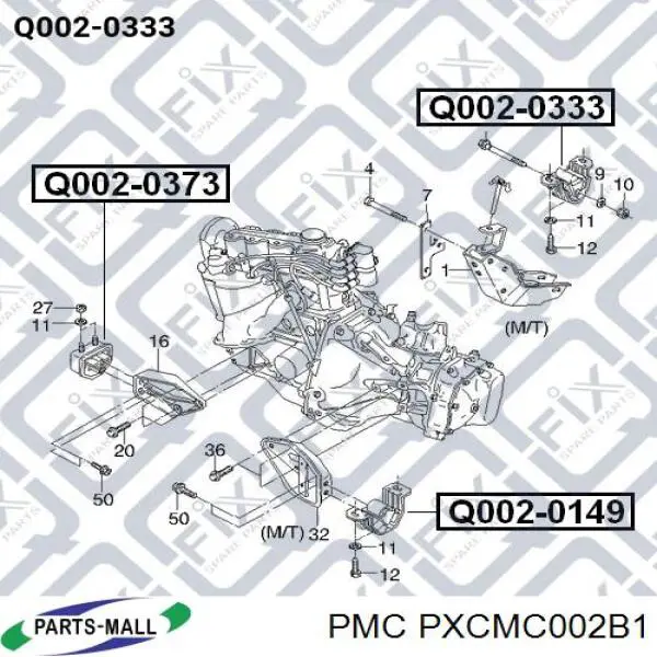 PXCMC-002B1 Parts-Mall soporte de motor trasero