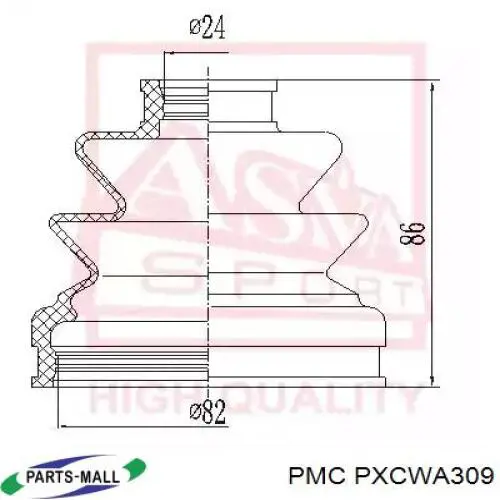 Comprar PXCWA309 Parts-Mall Fuelle de semieje delantero interior