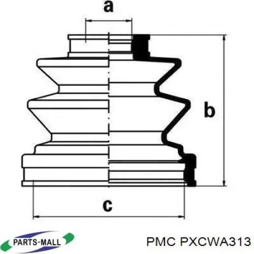 PXCWA313 Parts-Mall Fuelle exterior derecho de junta homocinética