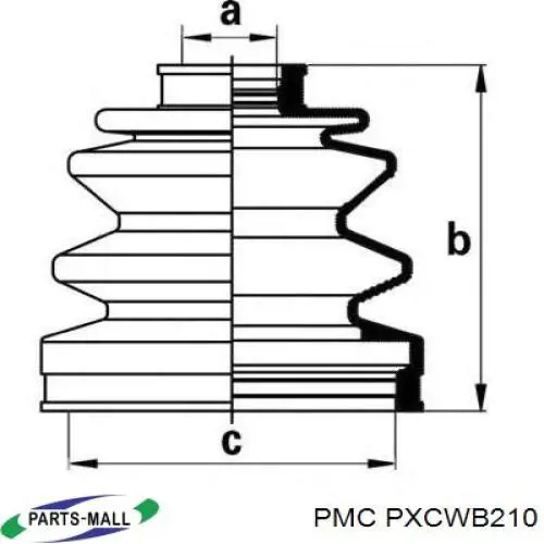 PXCWB210 Parts-Mall fuelle, árbol de transmisión delantero exterior