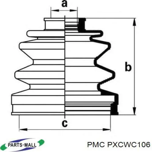 Fuelle de semieje delantero interior PXCWC106 Parts-Mall