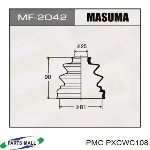 Fuelle, junta homocinética interior derecha delantera Parts-Mall PXCWC108