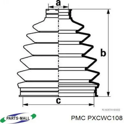 PXCWC108 Parts-Mall Fuelle, junta homocinética interior derecha delantera