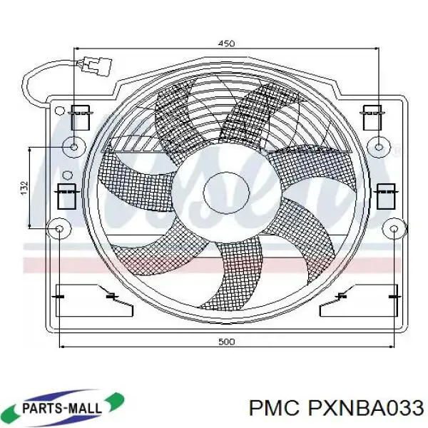 PXNBA033 Parts-Mall ventilador (rodete +motor aire acondicionado con electromotor completo)