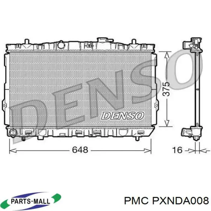 PXNDA-008 Parts-Mall radiador refrigeración del motor