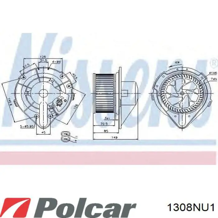 1308NU1 Polcar motor eléctrico, ventilador habitáculo