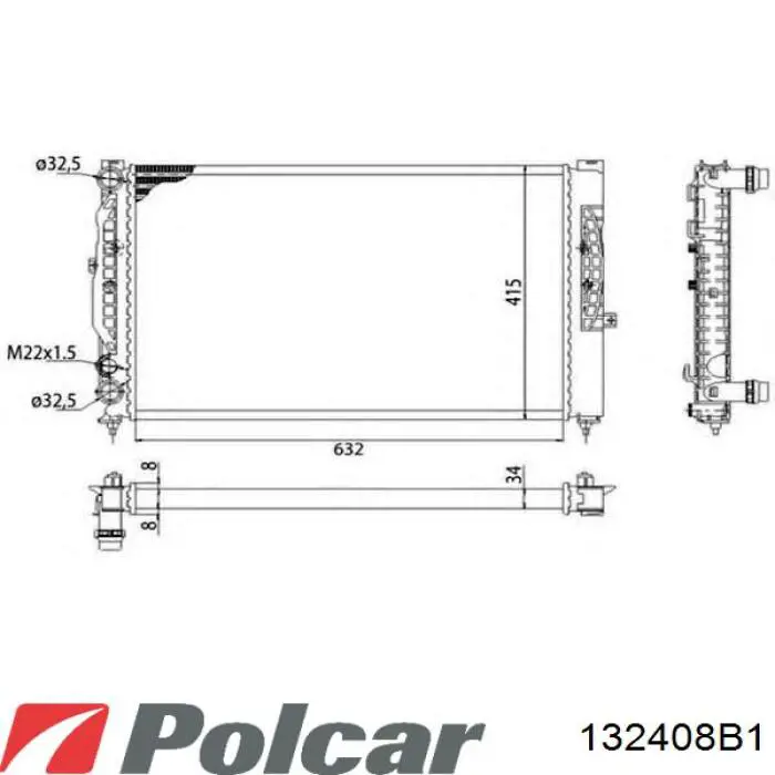 132408B1 Polcar radiador refrigeración del motor