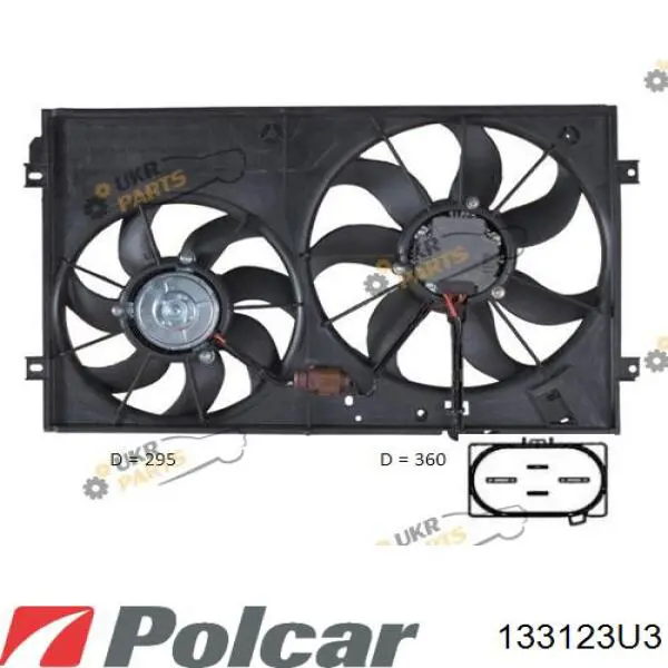 133123U3 Polcar ventilador (rodete +motor refrigeración del motor con electromotor derecho)