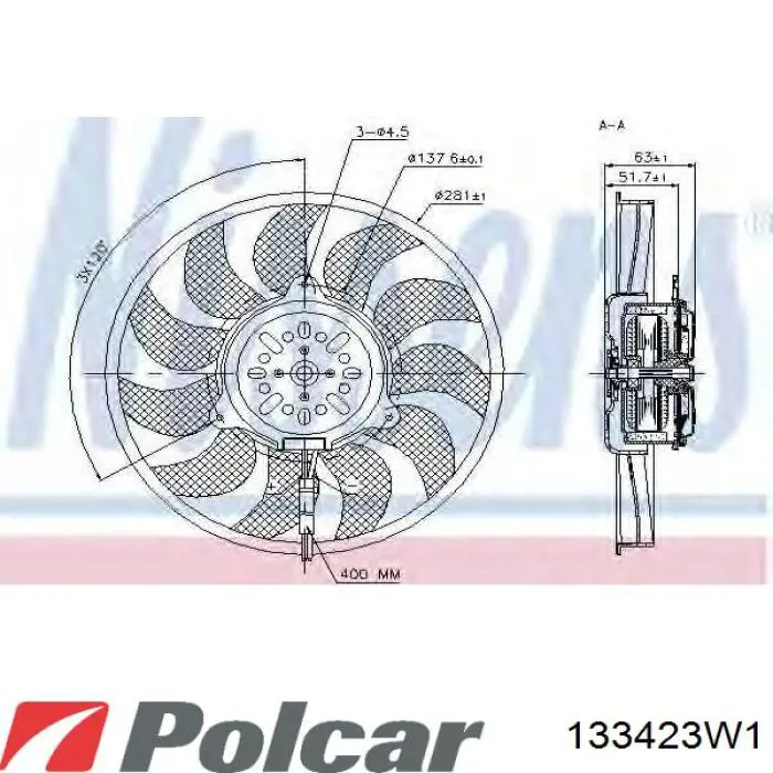 Ventilador derecho del radiador de refrigeración Vemo V15011876