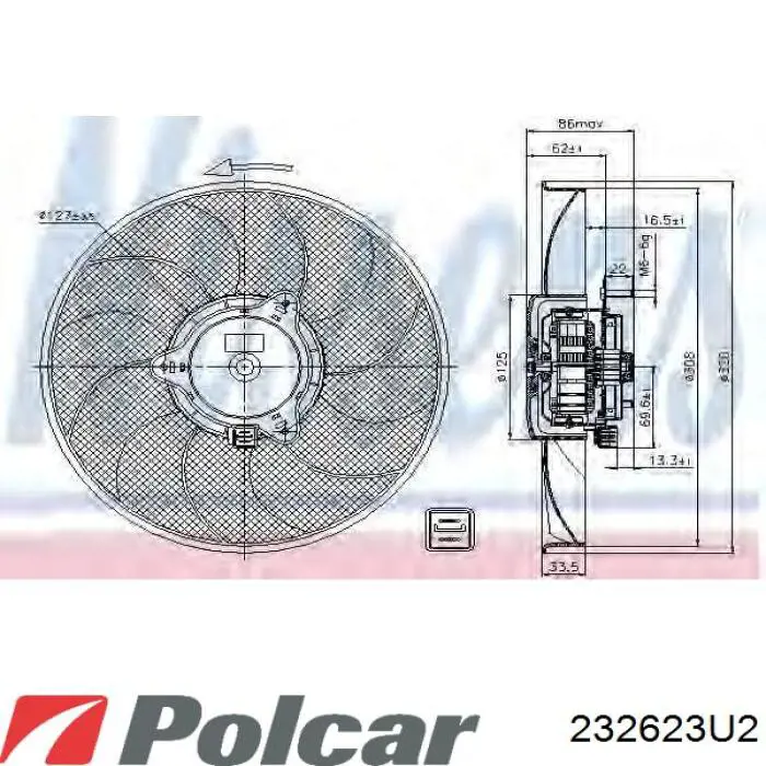 232623U2 Polcar rodete ventilador, refrigeración de motor