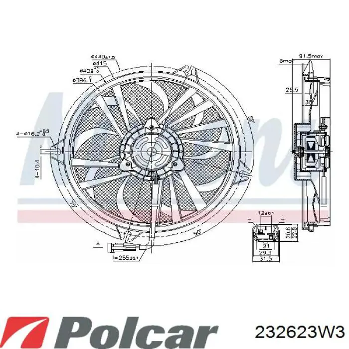 Ventilador del motor 232623W3 Polcar