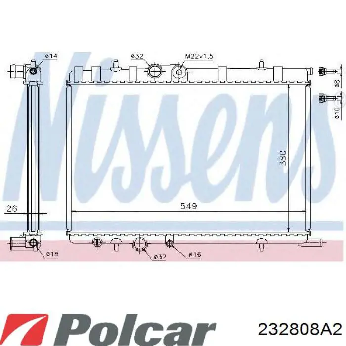 232808A2 Polcar radiador refrigeración del motor