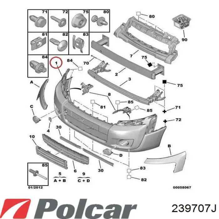 Parachoques delantero Polcar 239707J precio, desde 123,75 EUR